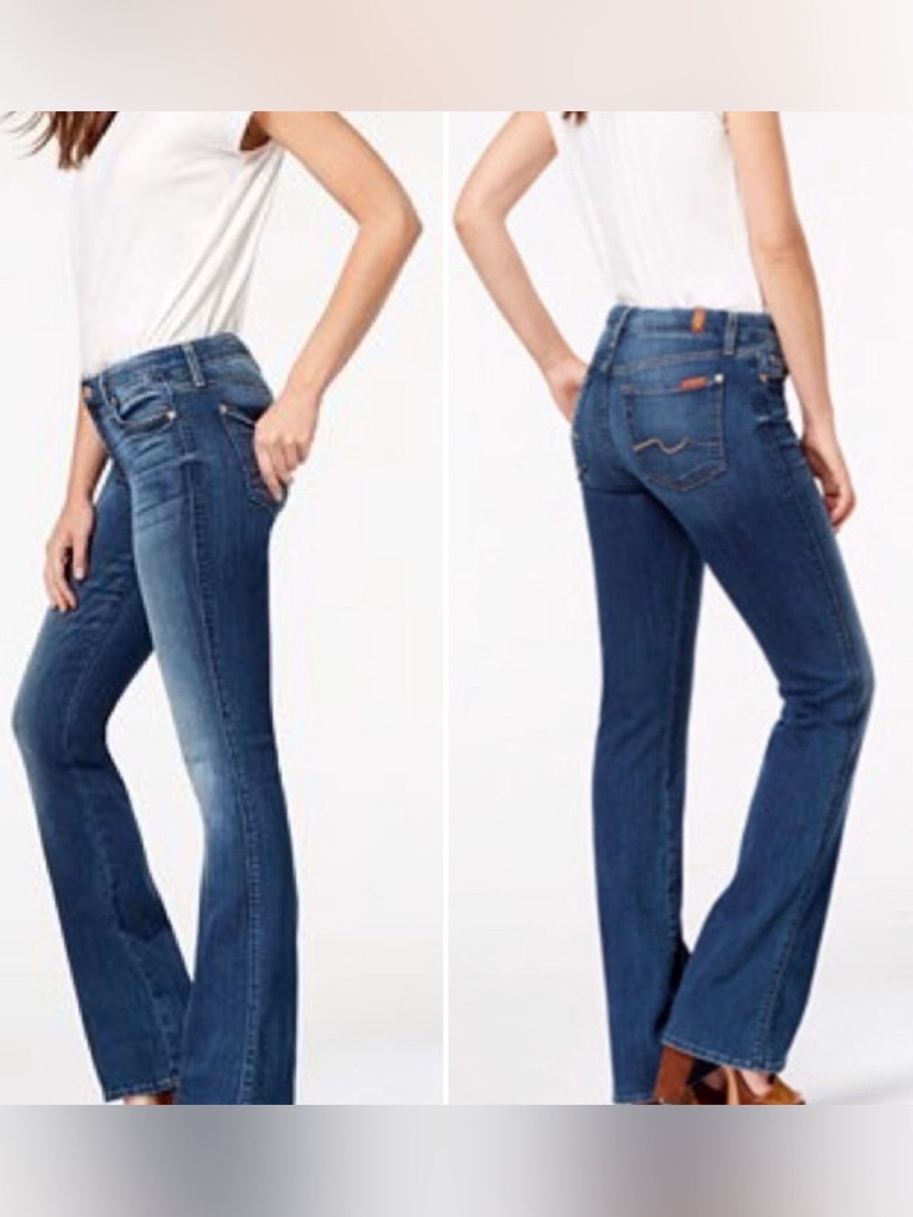 7 For All Mankind Lexie Kimmie Indigo Dark Wash Bootcut Blue Jeans Denim Size 26